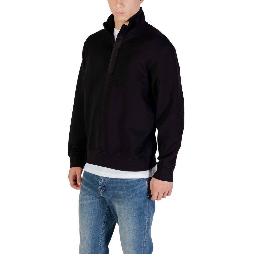 Armani Exchange Cotton Half-Zip Sweatshirt in Black
