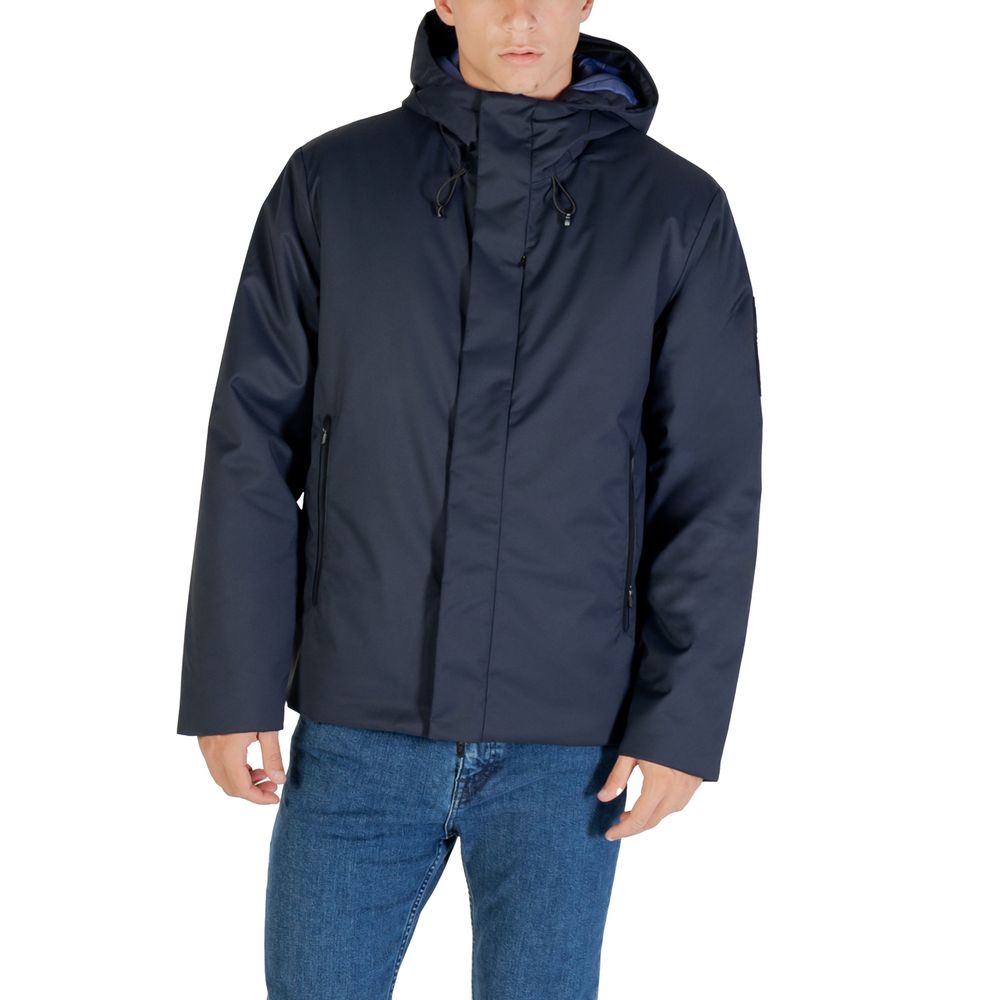 EA7 Emporio Armani Polyester Caban Coat in Blue