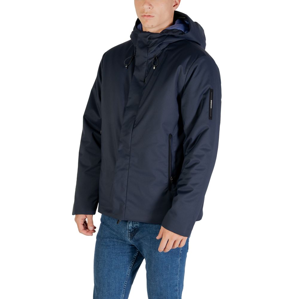 EA7 Emporio Armani Polyester Caban Coat in Blue