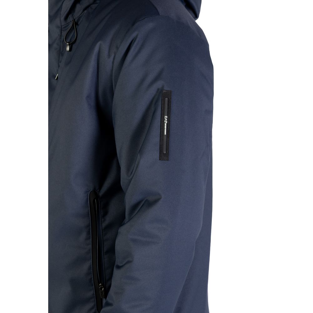 EA7 Emporio Armani Polyester Caban Coat in Blue