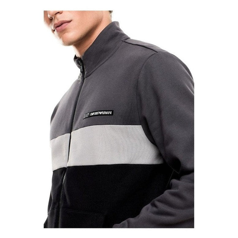EA7 Emporio Armani Black Cotton Two-Piece Sweatsuit