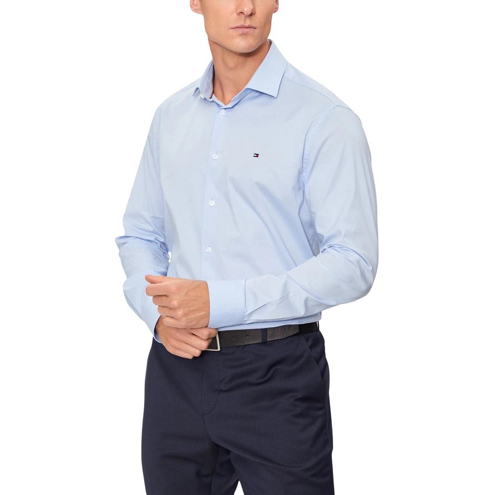 Blue Organic Cotton Dress Shirt mens luxury fashion - Mens Edit