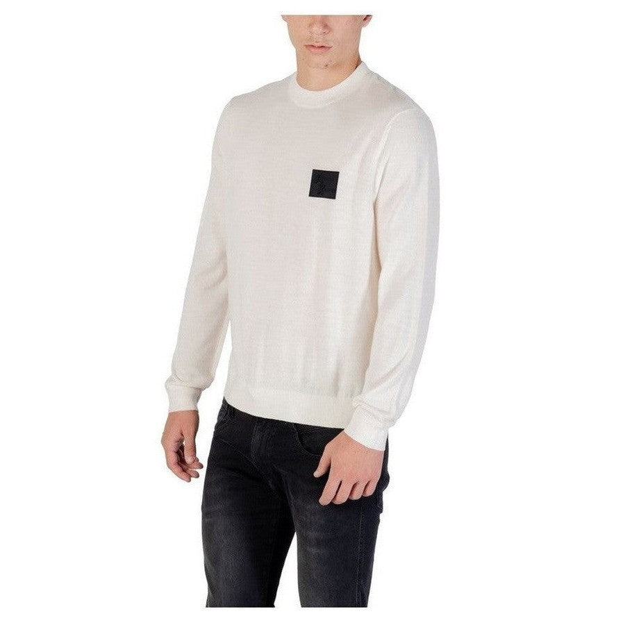 Armani Exchange Wool-Blend Knit Sweatshirt in White