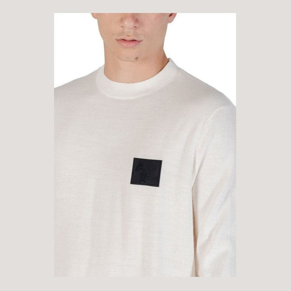 Armani Exchange Wool-Blend Knit Sweatshirt in White