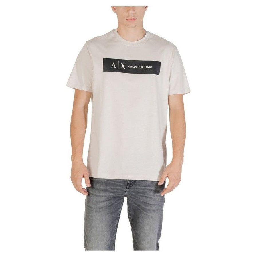 Armani Exchange Beige Cotton Men's T-Shirt - Designer | Mens Edit