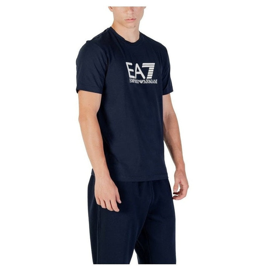EA7 Emporio Armani Βαμβακερό T-Shirt σε Μπλε