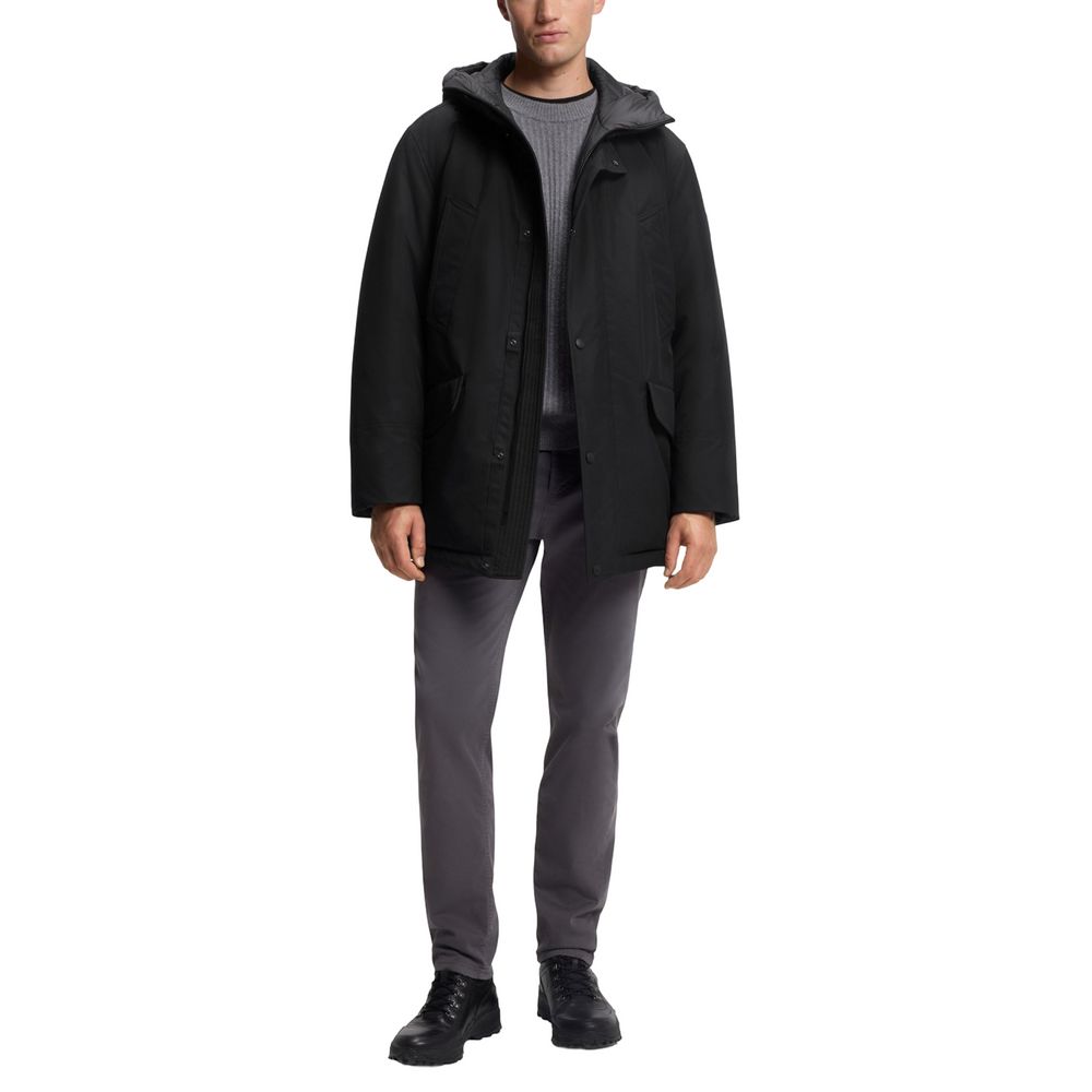 Hugo Boss Full-Length Polyester Jacket in Black