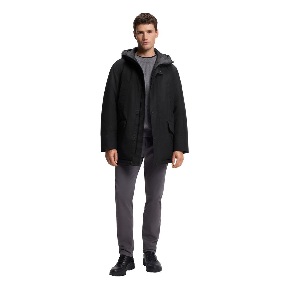 Hugo Boss Full-Length Polyester Jacket in Black