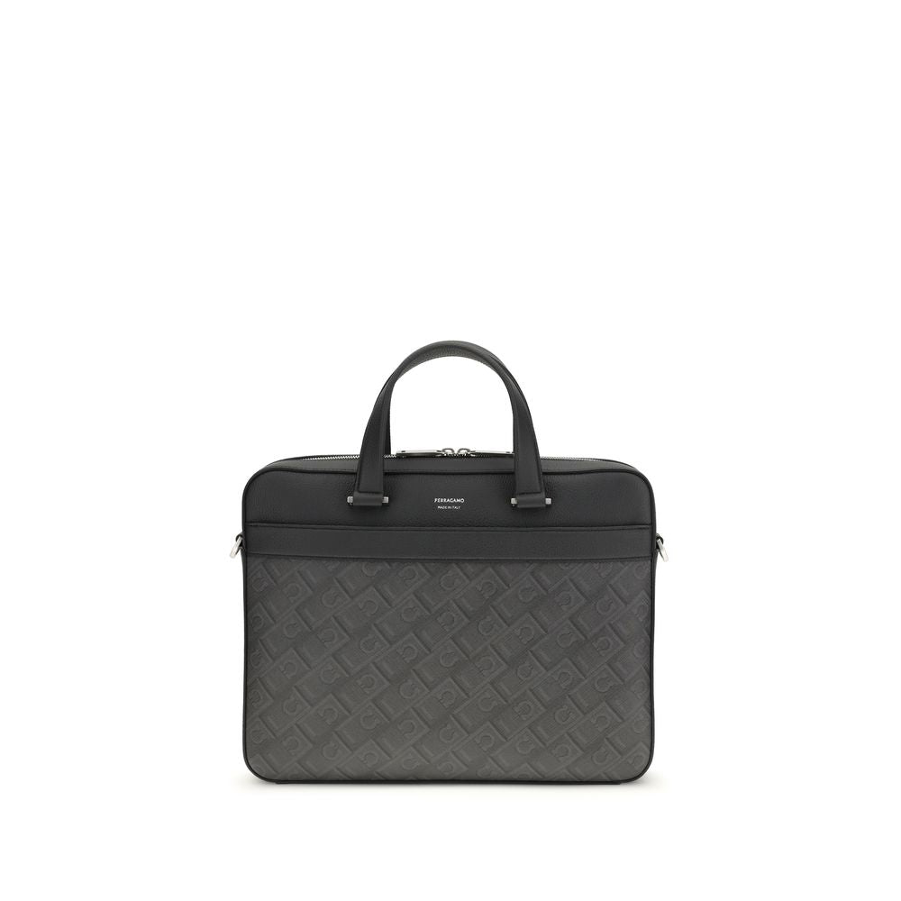 Ferragamo Calf Leather Briefcase in Gray