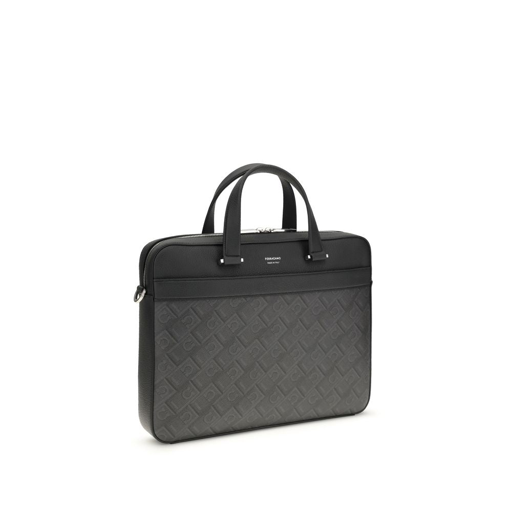 Ferragamo Calf Leather Briefcase in Gray