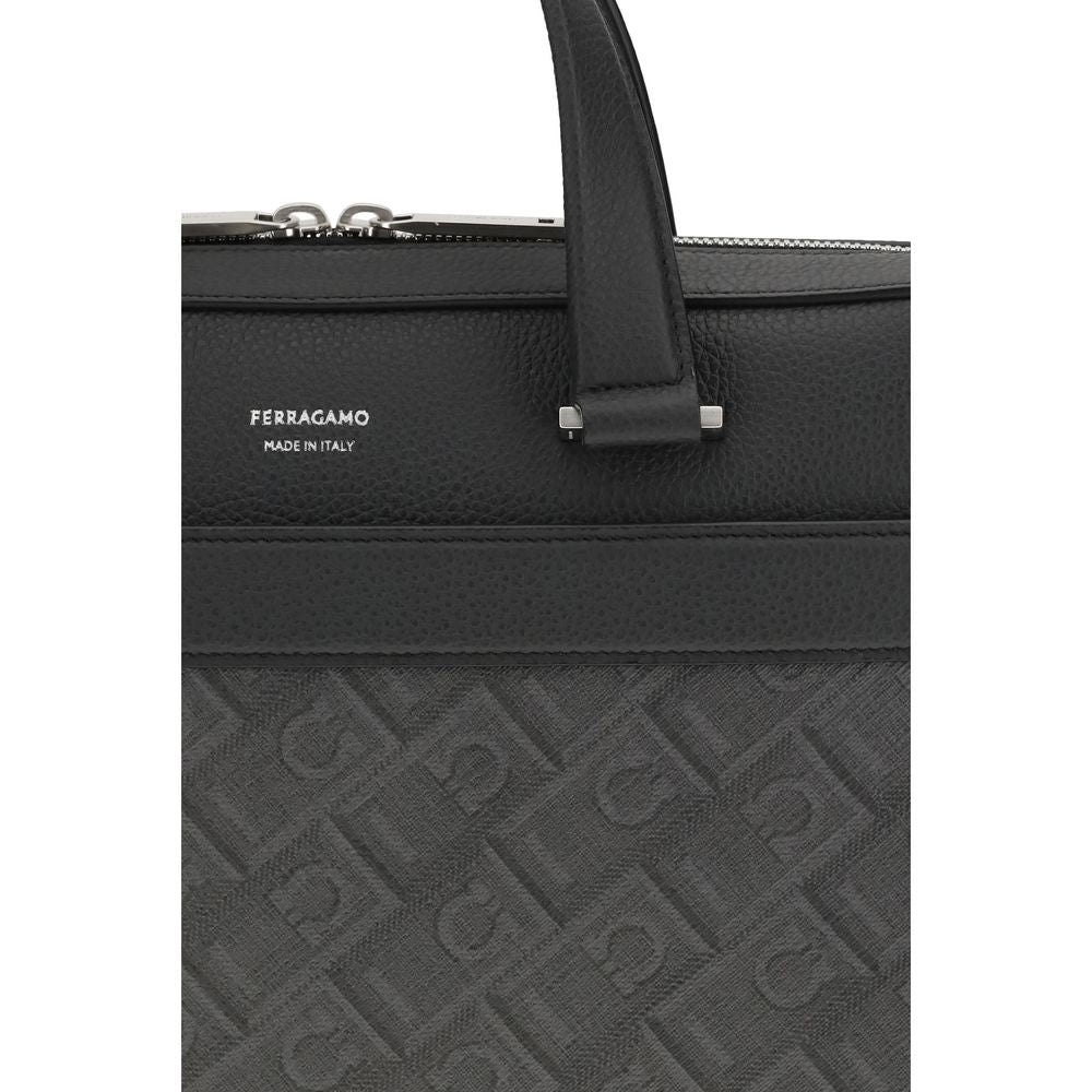 Ferragamo Calf Leather Briefcase in Gray