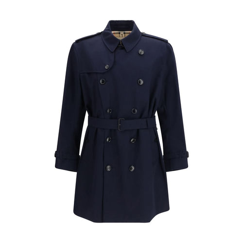Burberry Blue Cotton Trench Coat Double-Breasted mens luxury fashion - Mens Edit