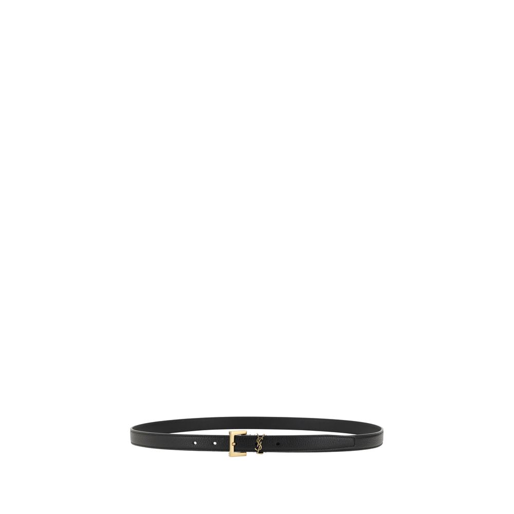 Saint Laurent 100% Calf Leather Belt in Black