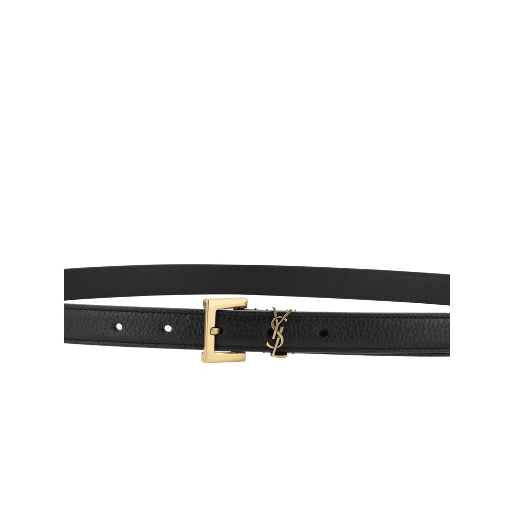 Saint Laurent 100% Calf Leather Belt in Black