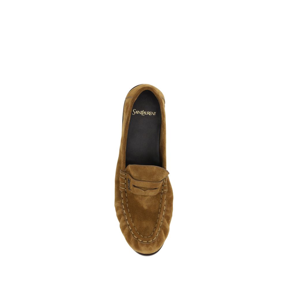Saint Laurent Δερμάτινα Slip-On Loafers σε Καφέ