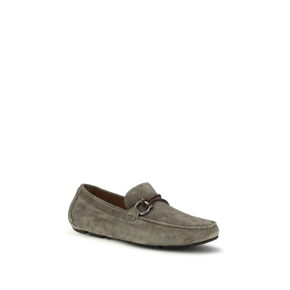 Ferragamo Calf Leather Slip-On Loafers in Gray