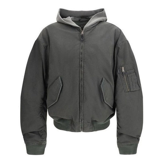 Balenciaga Gray Cotton Bomber Jacket mens luxury fashion - Mens Edit