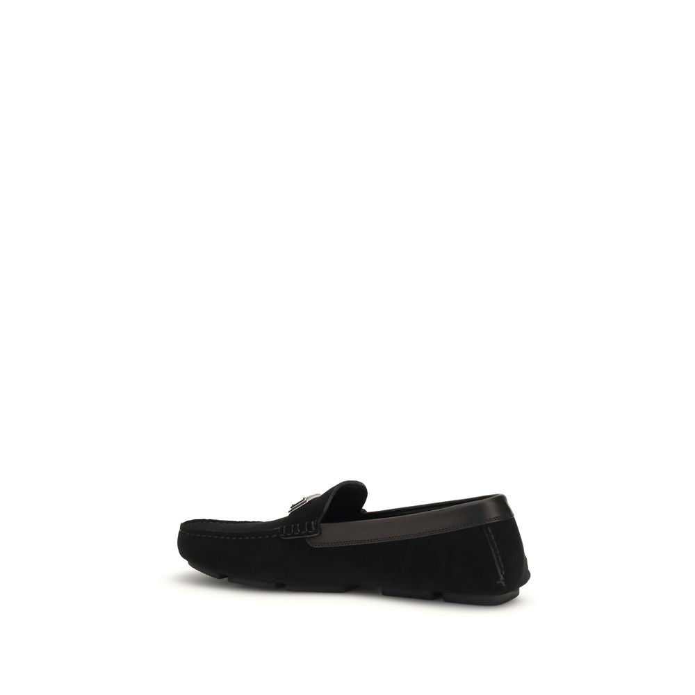 Dolce & Gabbana Calf Leather Slip-On Loafers in Black