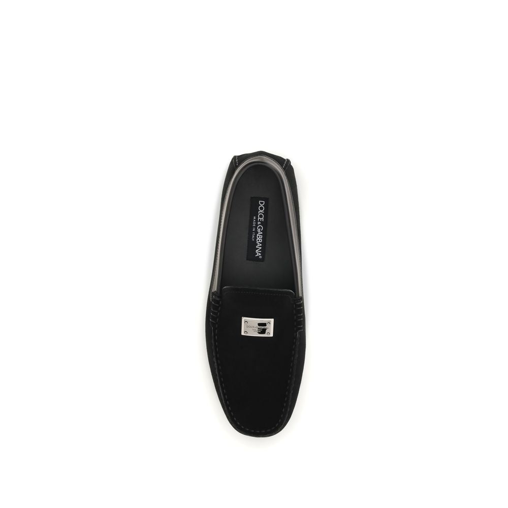 Dolce & Gabbana Calf Leather Slip-On Loafers in Black