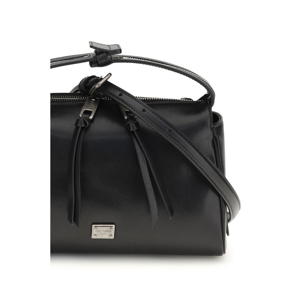 Dolce & Gabbana Vittoria Calf Leather Handbag in Black