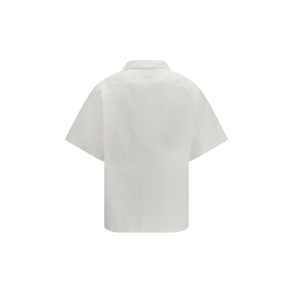 Prada Wave Print Cotton Shirt in White