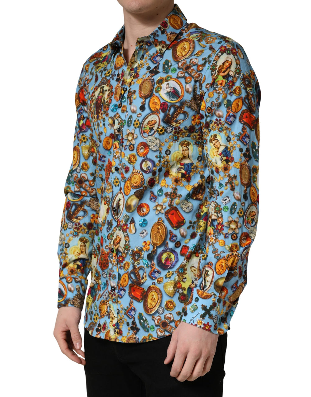 Dolce & Gabbana Cotton Jewel Print Shirt in Blue
