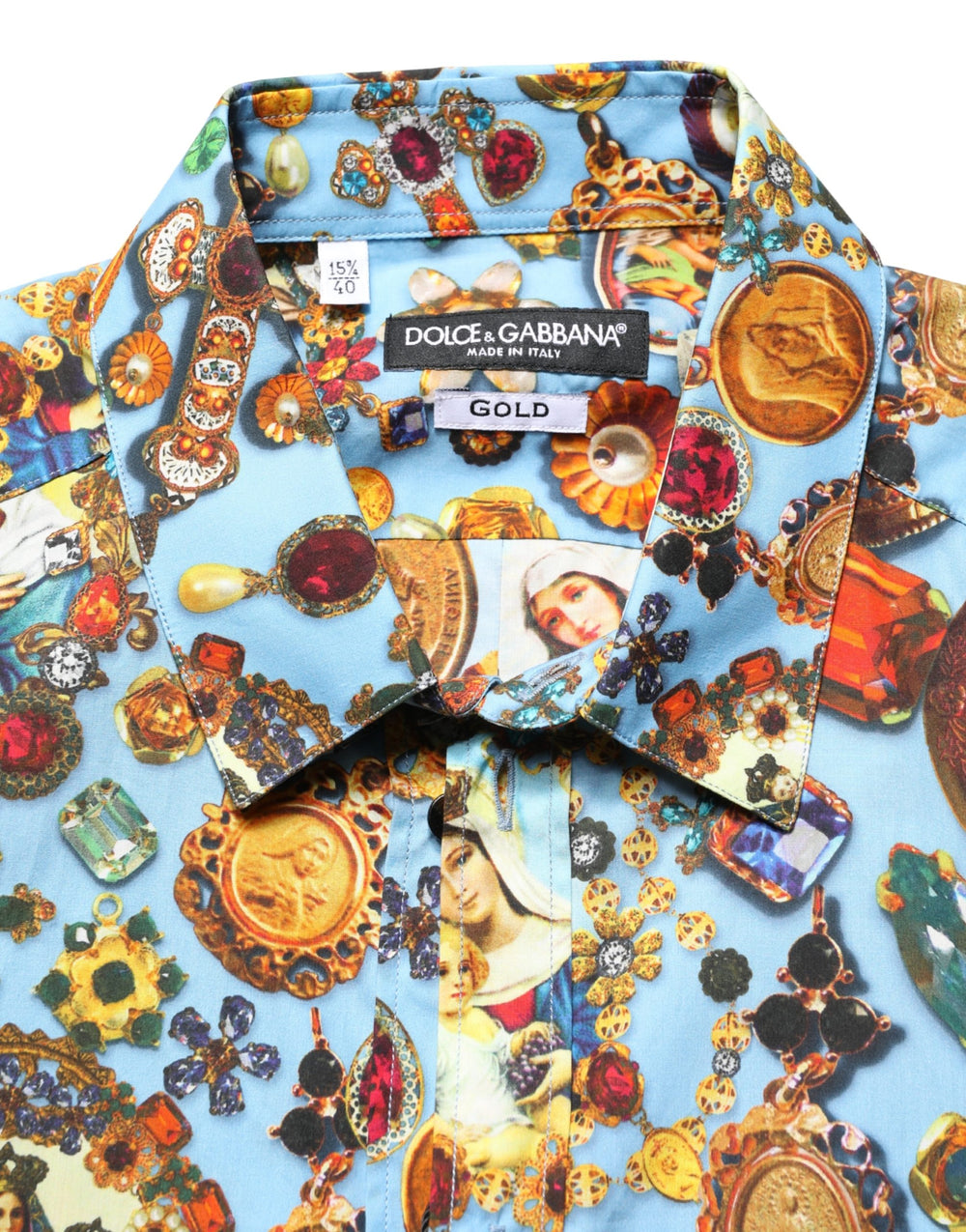 Dolce & Gabbana Cotton Jewel Print Shirt in Blue