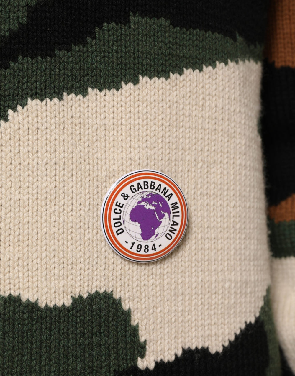 Dolce & Gabbana Intarsia-Knit Camouflage Pullover Sweater in Multicolor