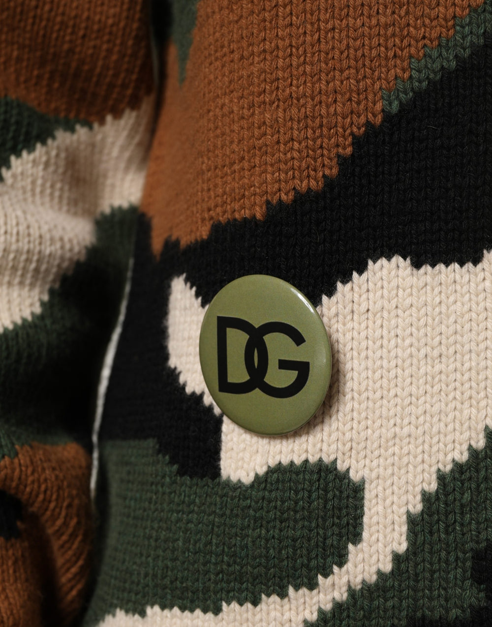 Dolce & Gabbana Intarsia-Knit Camouflage Pullover Sweater in Multicolor