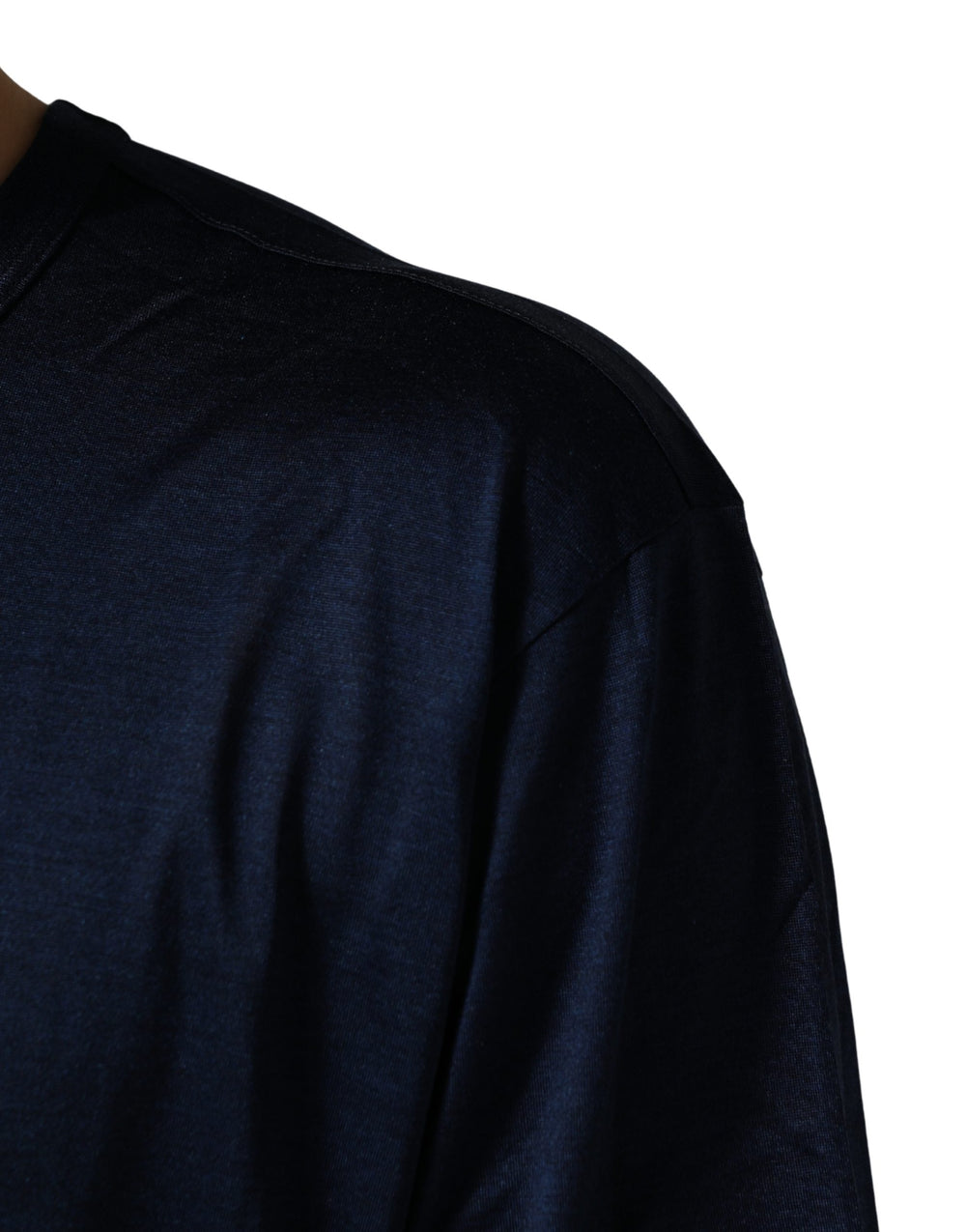 Dolce & Gabbana 100% Silk Crew Neck T-shirt in Dark Blue