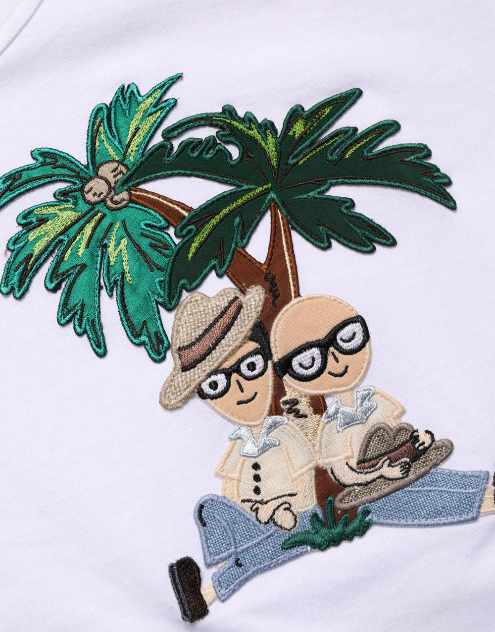 Dolce & Gabbana Palm Embroidered Cotton T-shirt in White