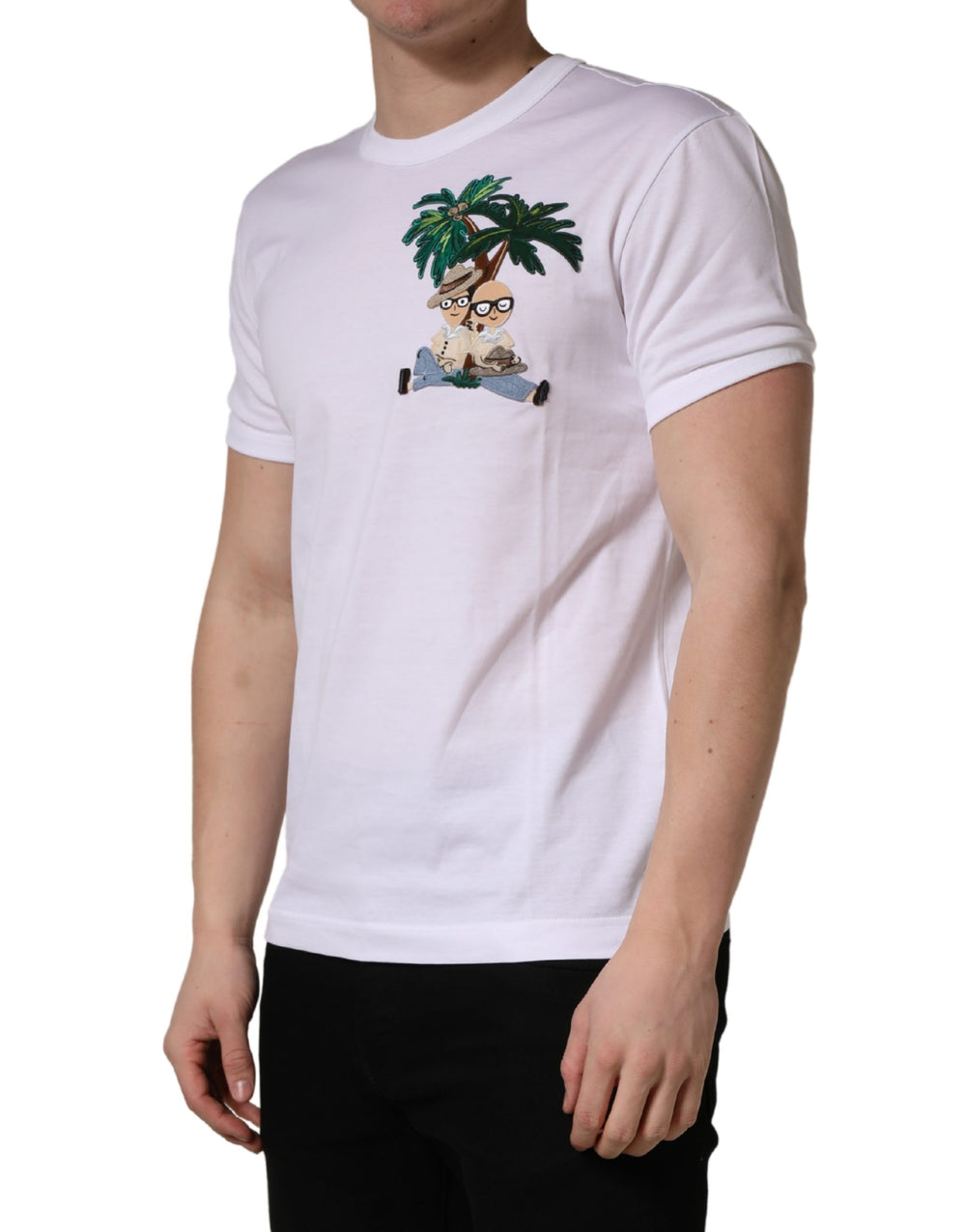 Dolce & Gabbana Palm Embroidered Cotton T-shirt in White