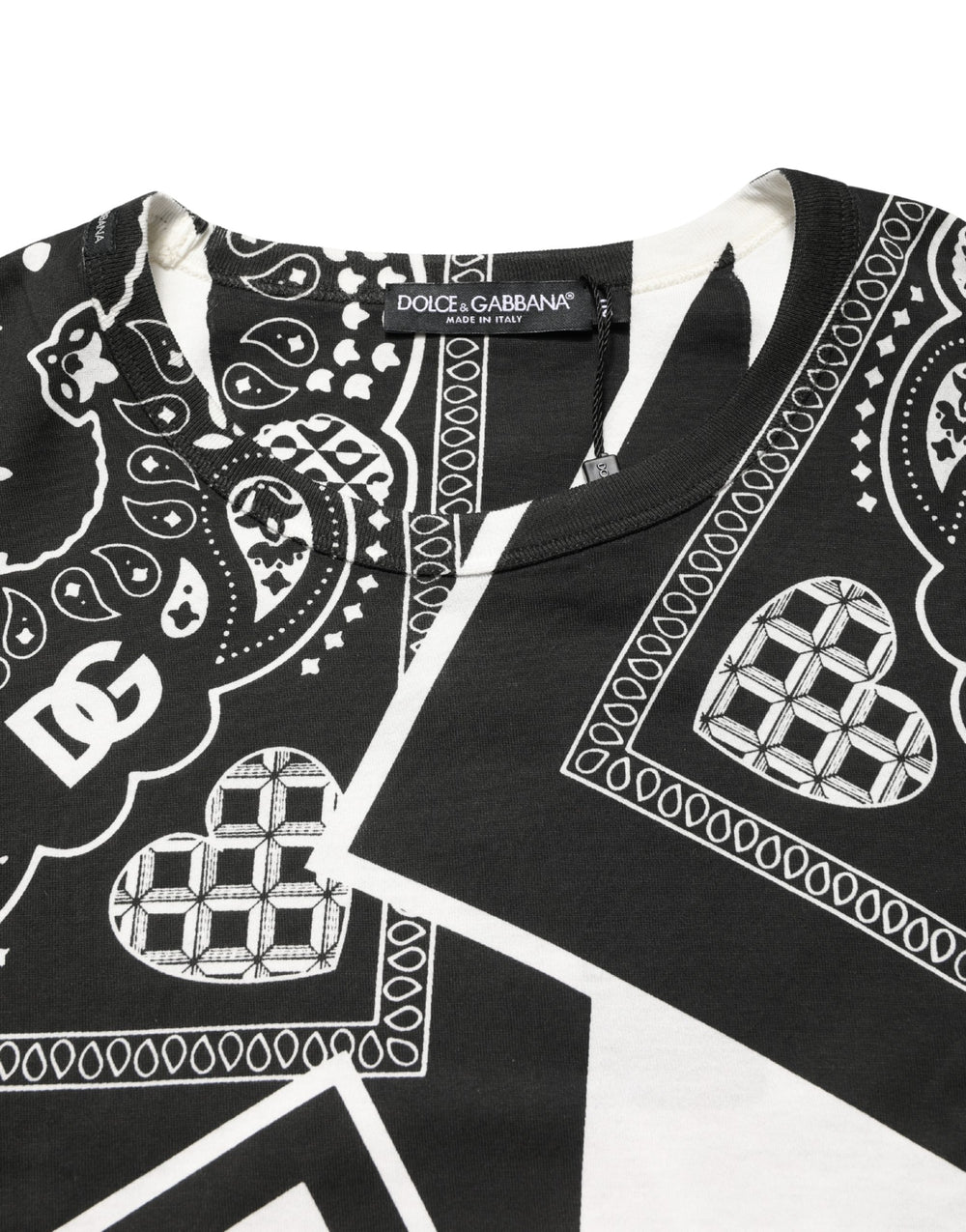 Dolce & Gabbana 100% Cotton Crew Neck T-shirt in Black and White