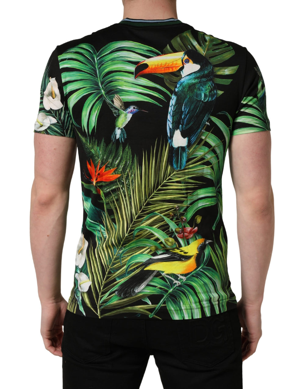 Dolce & Gabbana Bird Print Cotton T-shirt in Black