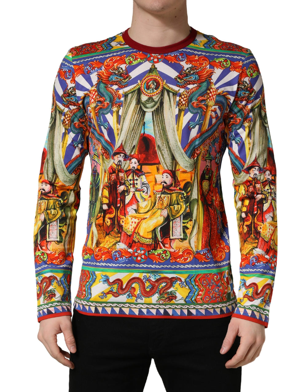 Dolce & Gabbana Cotton Long-Sleeve T-Shirt in Multicolor