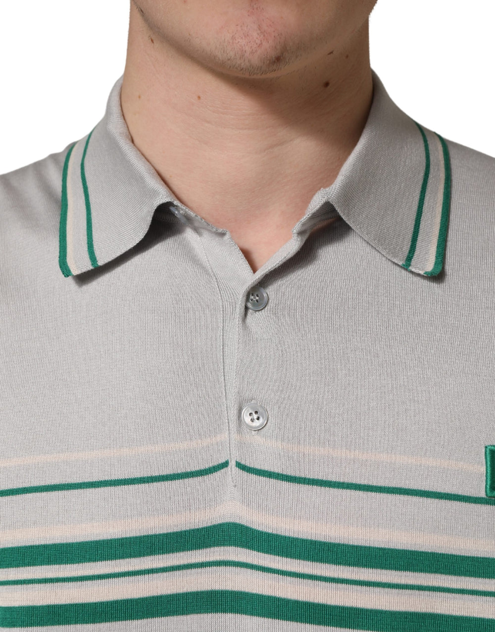 Dolce & Gabbana Silk Polo Shirt in Grey and Green