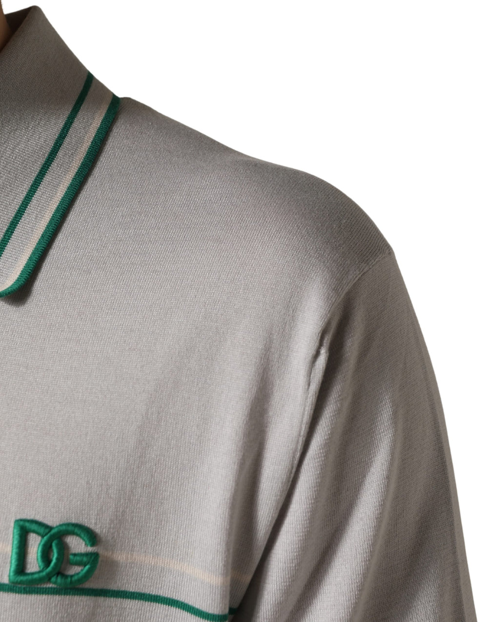 Dolce & Gabbana Silk Polo Shirt in Grey and Green