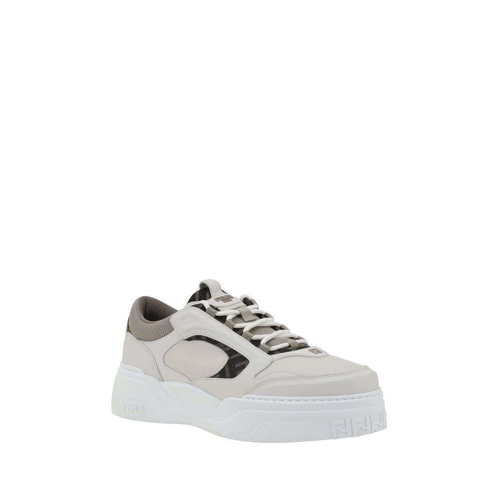 Fendi Calf Leather Low Top Sneakers in White
