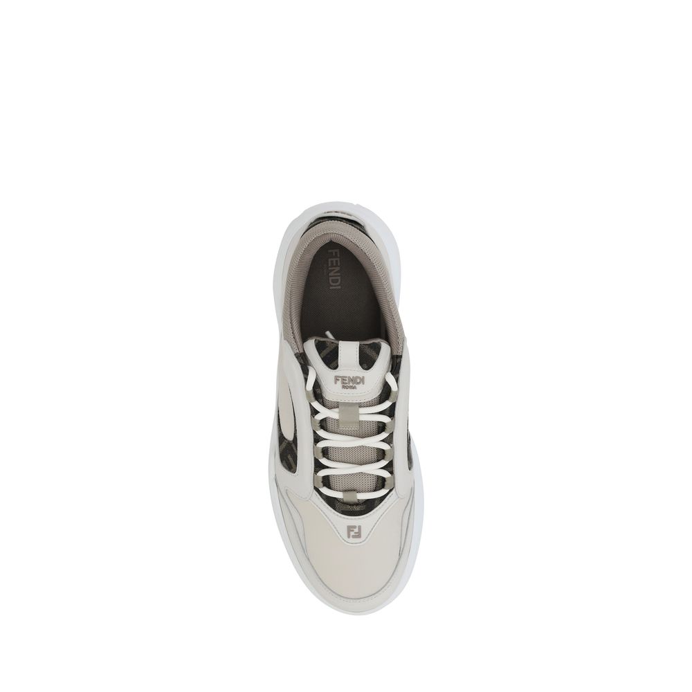 Fendi Calf Leather Low Top Sneakers in White