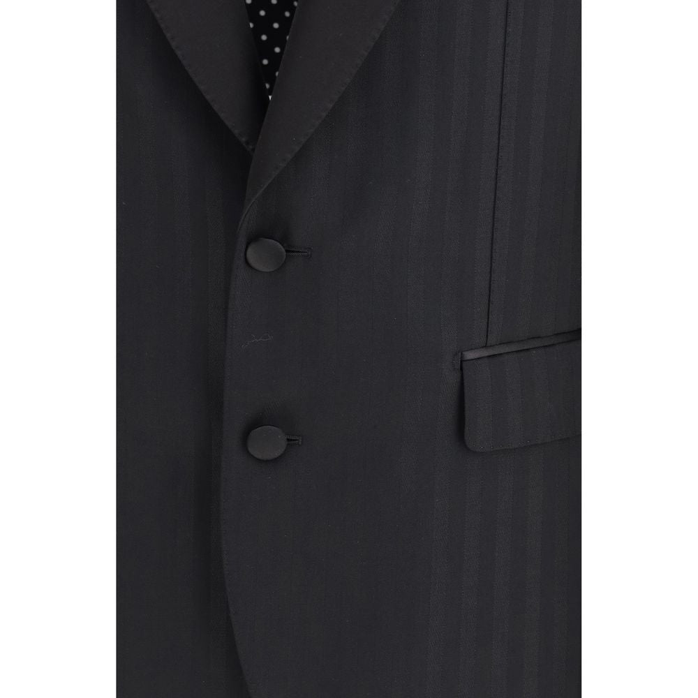 Dolce & Gabbana Striped Peak-Lapel Blazer in Black