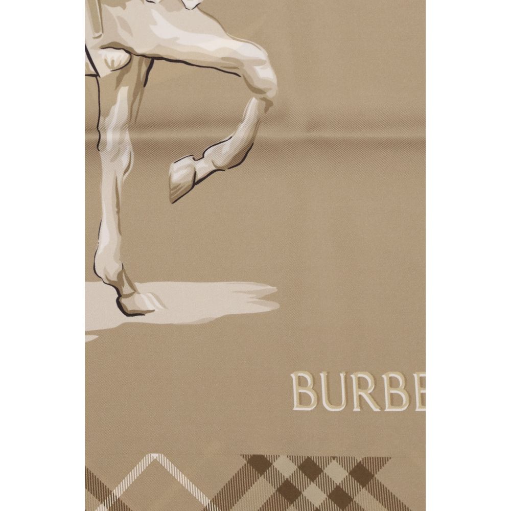 Burberry Archive Equestrian Knight Silk Twill Scarf in Beige