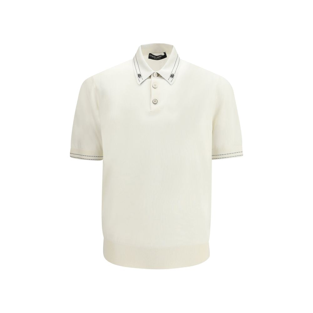 Dolce & Gabbana 100% Silk Polo Shirt in Beige