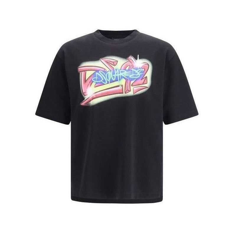 Dsquared² Black Cotton T-Shirt Graphic mens luxury fashion - Mens Edit