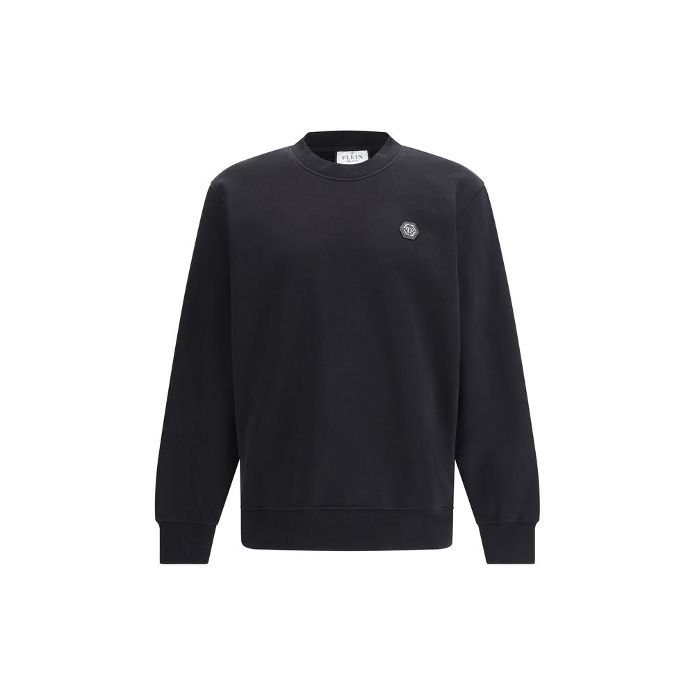 Philipp Plein Black Cotton Sweatshirt Logo Plaque mens luxury fashion - Mens Edit