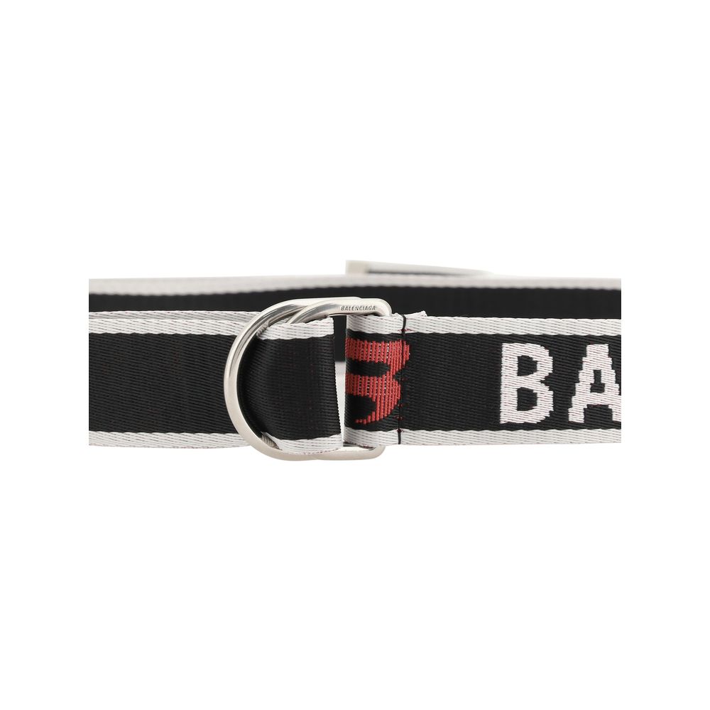Balenciaga Jacquard Fabric D-Ring Belt in Multicolour