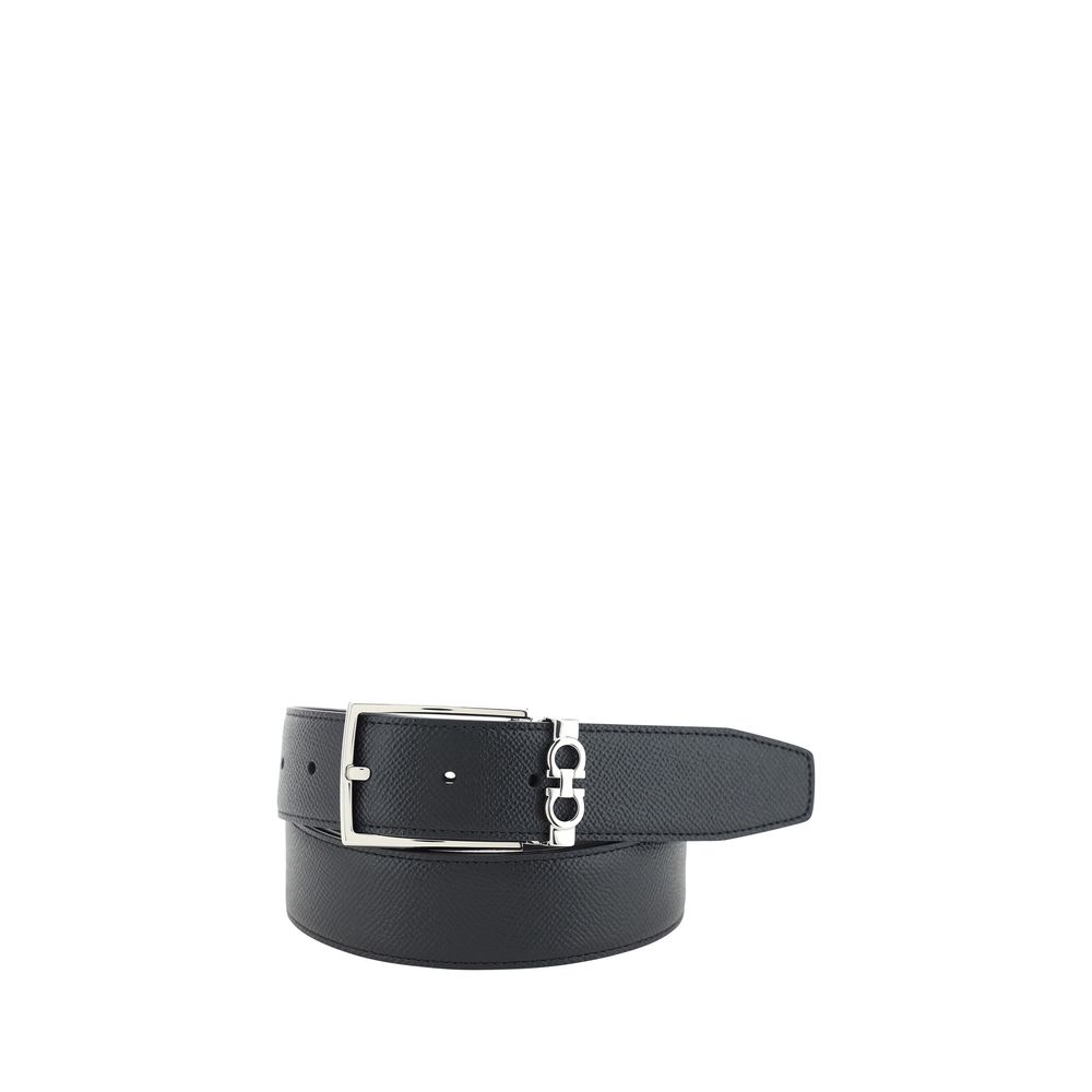 Ferragamo Reversible Full-Grain Calf Leather Belt in Black