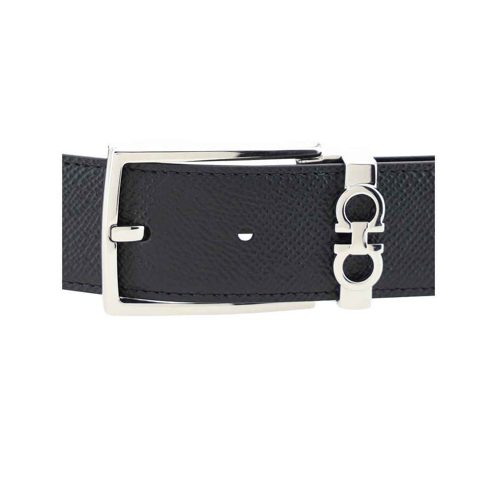Ferragamo Reversible Full-Grain Calf Leather Belt in Black