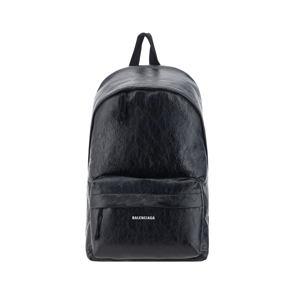 Balenciaga Explorer Full-Grain Calf Leather Backpack in Black