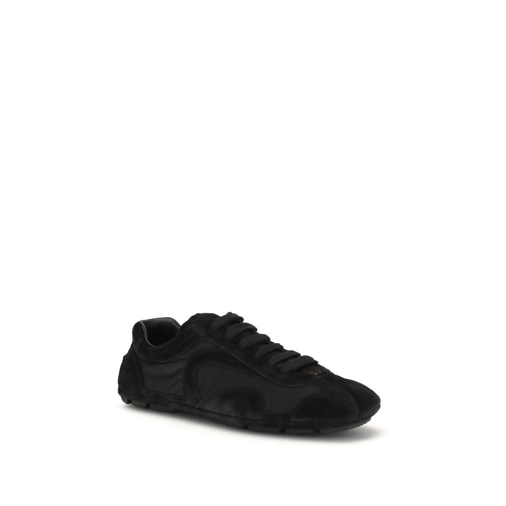 Prada Calfskin Leather and Recycled Polyamide Sneakers in Black