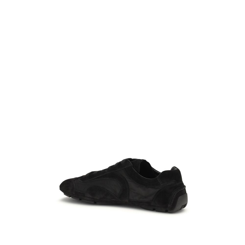 Prada Calfskin Leather and Recycled Polyamide Sneakers in Black